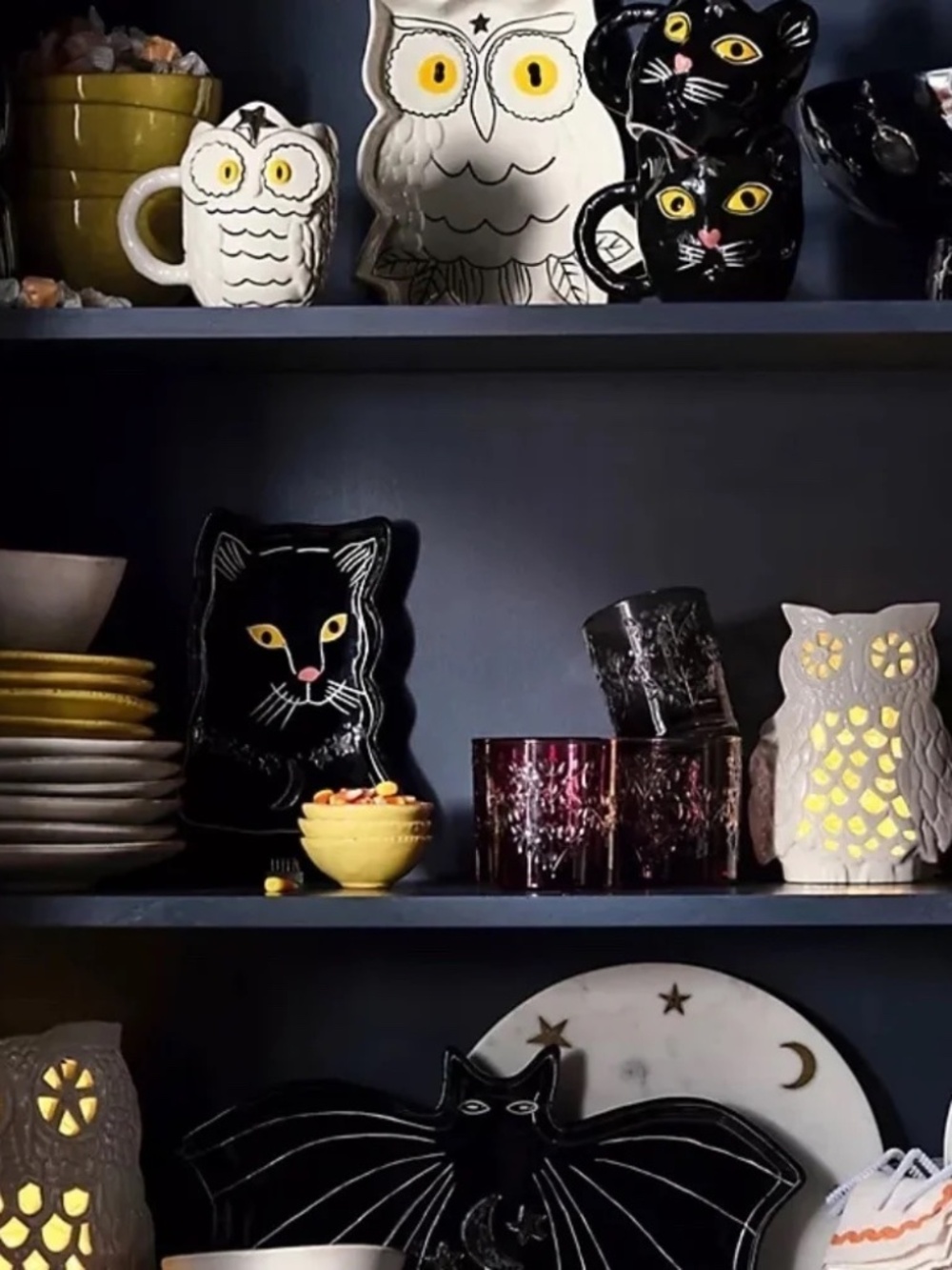 Anthropologie Francesca Kaye Black Cat Canape Plate / Trinket Dish Halloween - Picture 2 of 2
